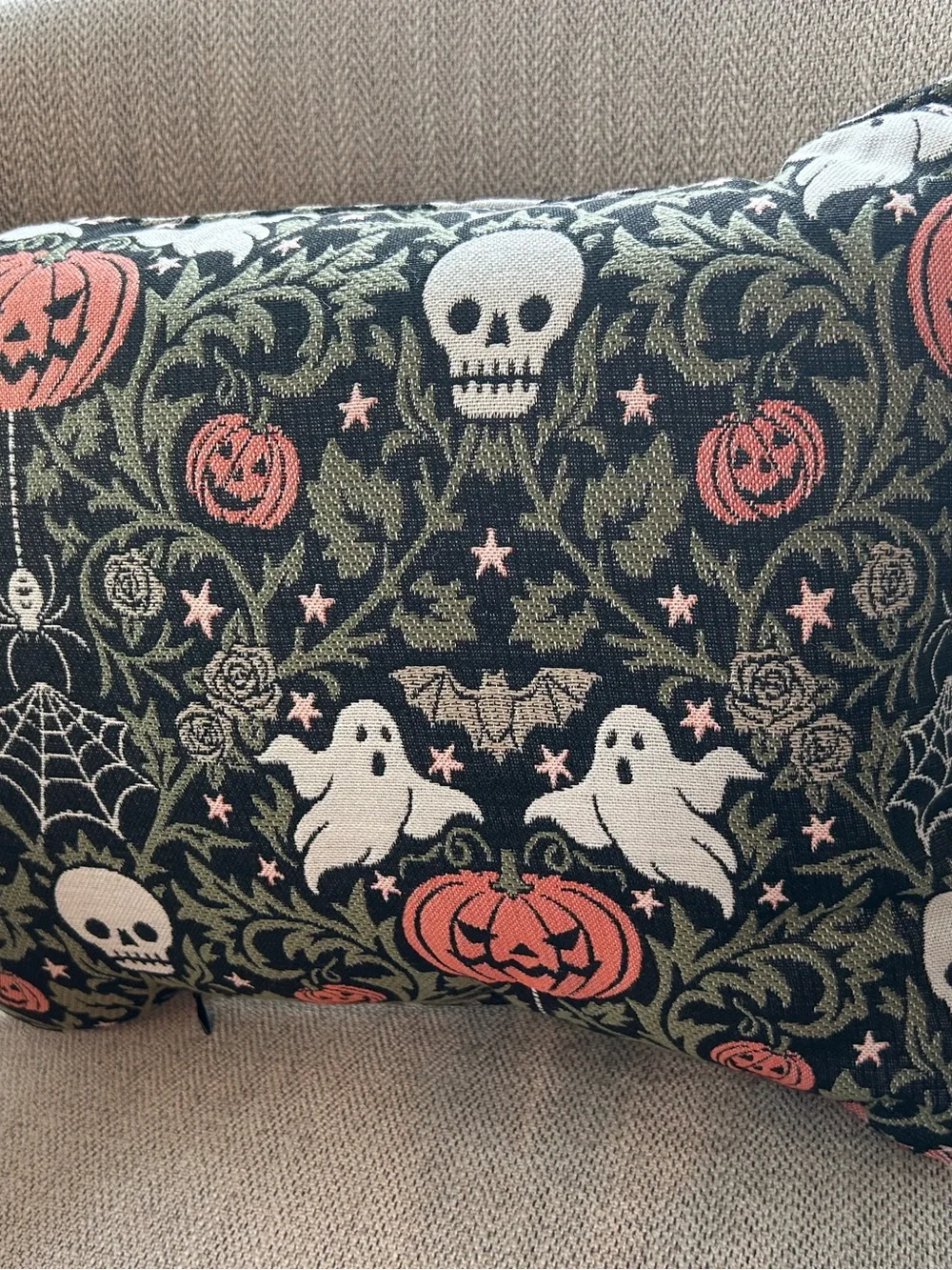 “New” Cupcakes & Cashmere Black Halloween Jacquard Decorative Pillow